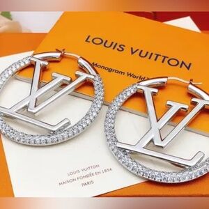 Silver 18kt GP (5cm)Monogram LV Hoop Earrings